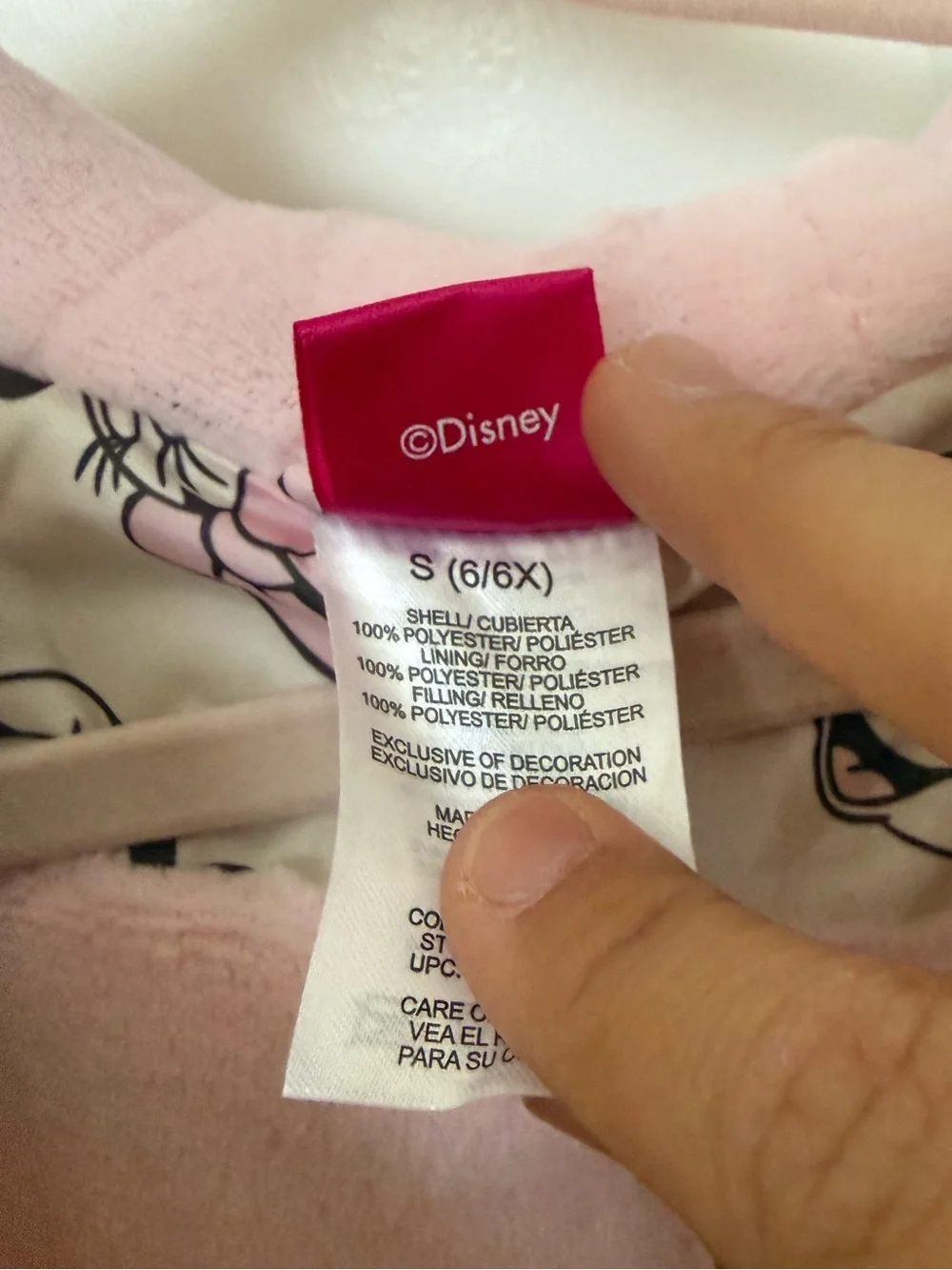Disney Cream Minnie Mouse Hooded Puffer Jacket with Pink Bow & Black Ear Details